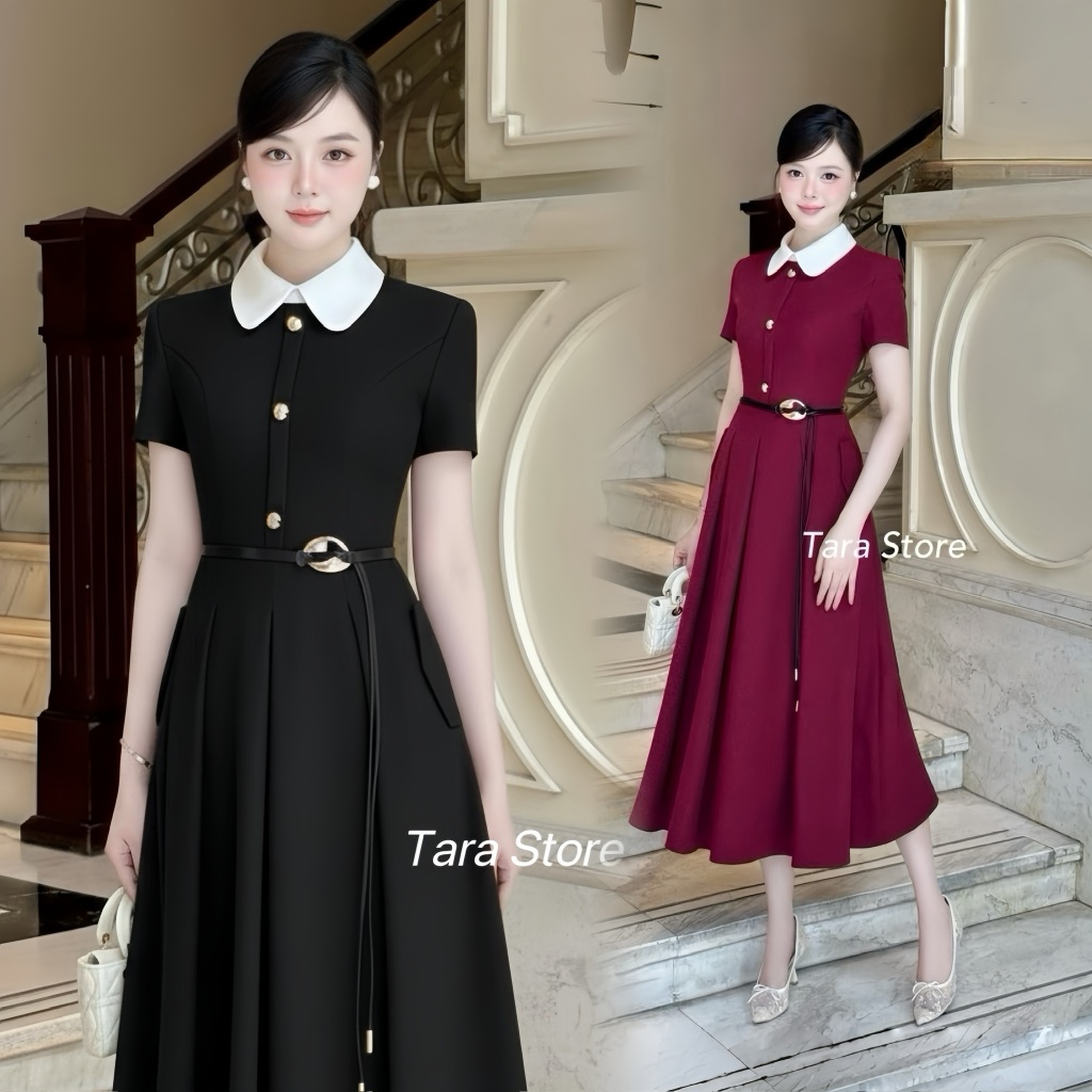 Tara Store New dress ชุดเดรสคอปก #G961