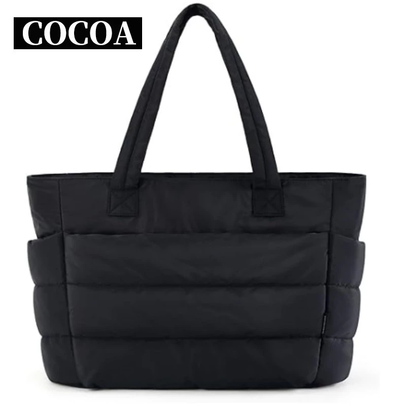 พร้อมส่งจากไทยกระเป๋าถือสุภาพสตรีแฟชั่นกันน้ําTote Bagกระเป๋าบุนวมลําลอง, กระเป๋าสะพายไหล่ผู้โดยสารความจุสูงกัน