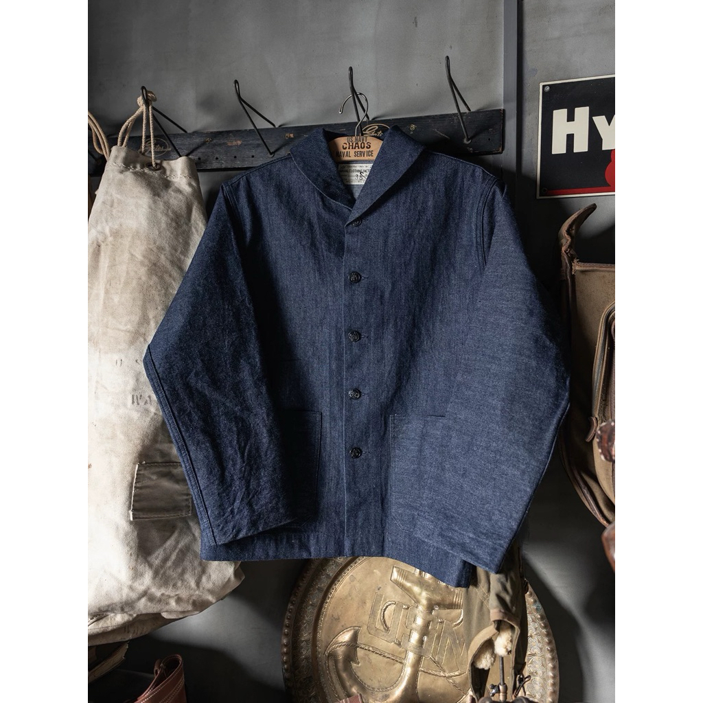 BRONSON DUNGAREE JUMPER Raw Denim Selvedge USN Deck Work Jacket model 1940s’ คอบัว