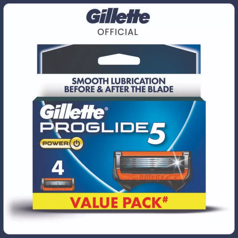 ยิลเลตต์ ฟิวชั่น โปรไกลด์พาวเวอร์ ใบมีดโกนแพ็ค 4 ชิ้น Gillette Fusion Proglide Power Blades 4 Cartridges Refills