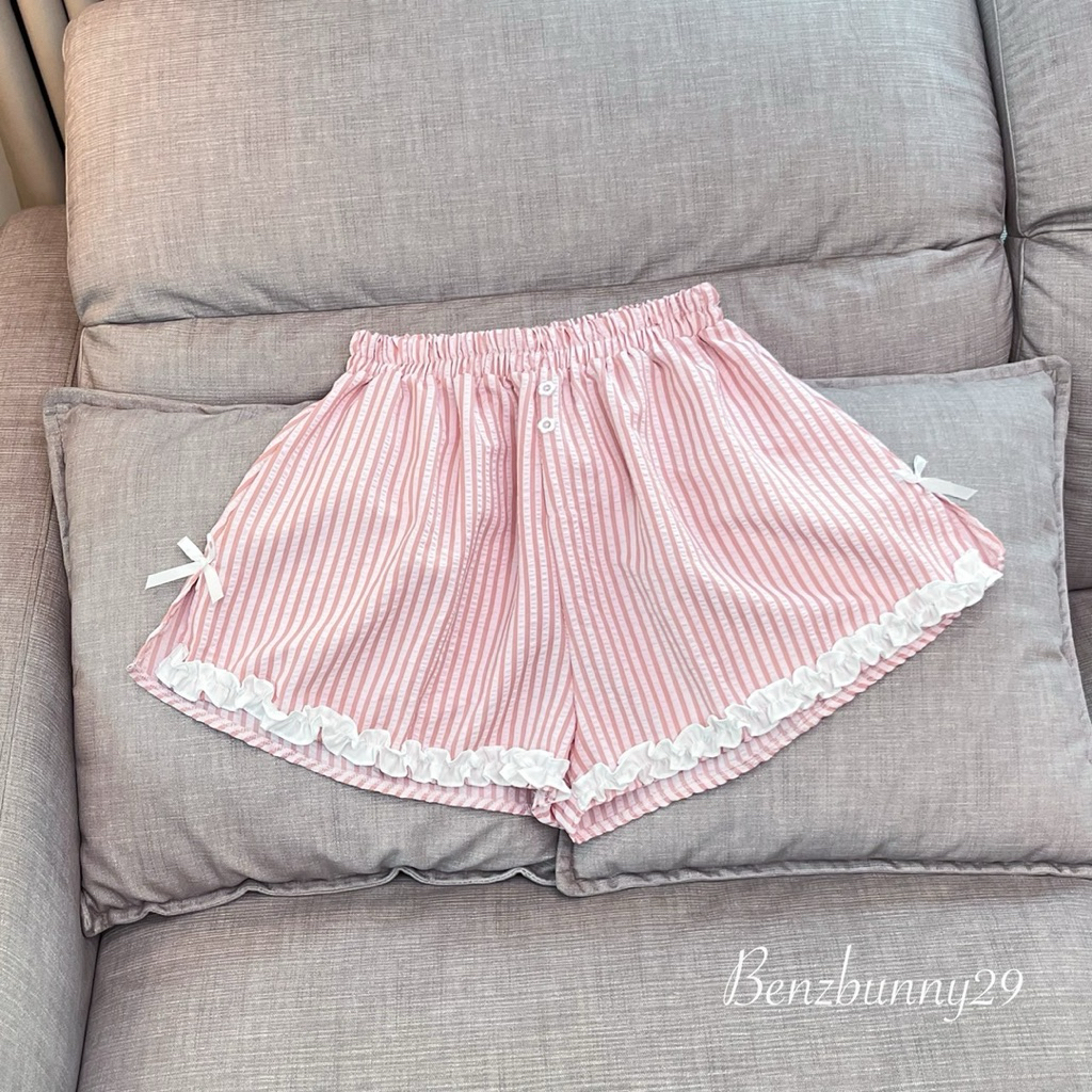 Benzbunny -Dreamy shorts เอว 32-42“ กางเกงขาสั้นแต่งระบาย-โบว์ สไตลล์น่ารัก ใส่สบาย #1047 รูปที่ 2