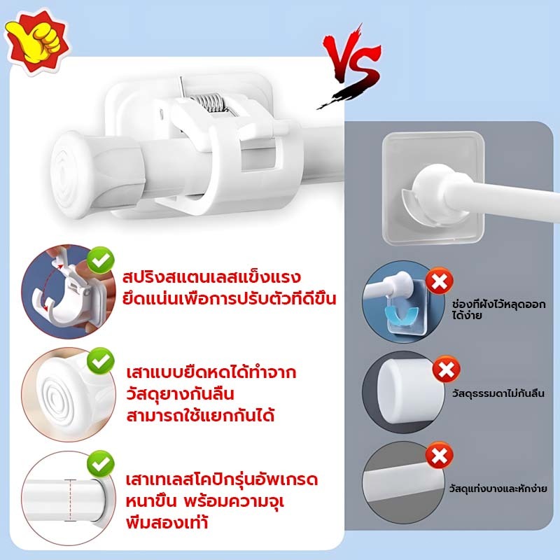 ขายึดราวม่าน ตะขอเกี่ยวผ้าม่าน ตะขอ แข็งแรง ใช้ได้กับราวสแตนเลสแบบยืด ม่าน และม่านห้องน้ำ - รูปที่ 2