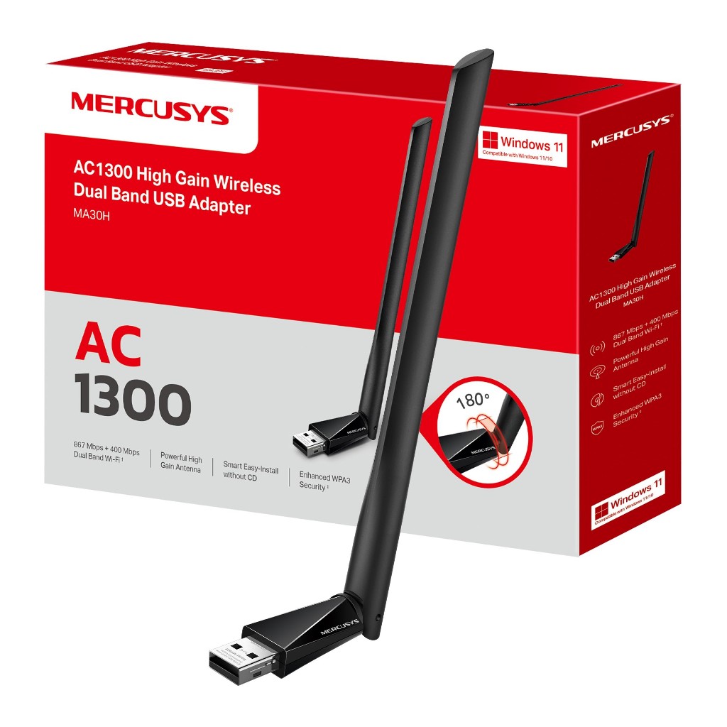 MERCUSYS MA30H AC1300 USB WIRELESS ADAPTER (อุปกรณ์รับสัญญาณอินเตอร์เน็ต)