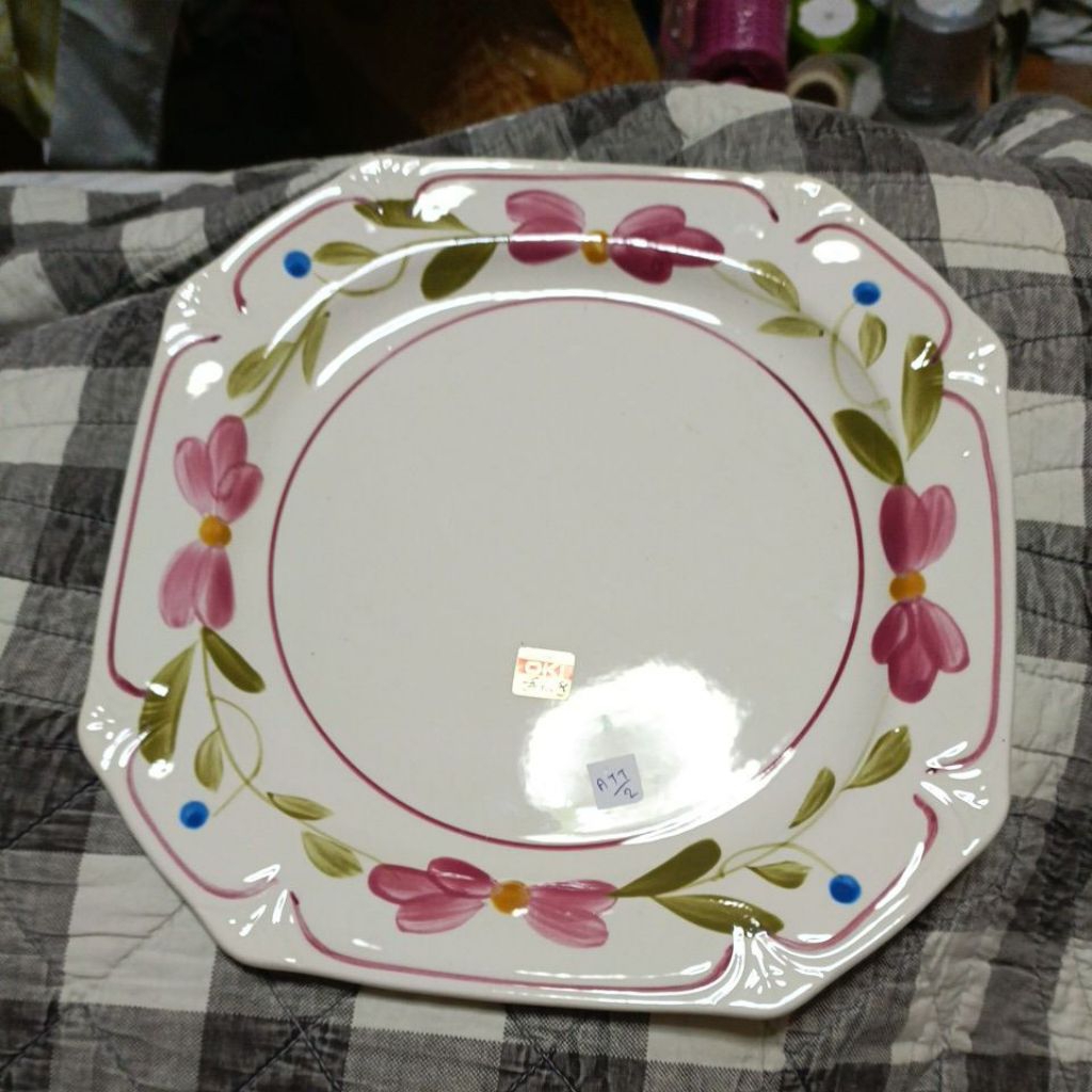 Pinky Blooming – จานญี่ปุ่น AKECHI 23.5 ซม. | Hand Painted | Vintage Japan/ no box