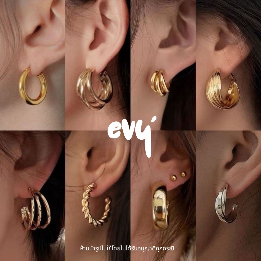 🔥พร้อมส่ง🔥 𝑆𝑖𝑙𝑣𝑒𝑟 92.5% ต่างหูก้านเงินแท้ ต่างหูห่วงทองสายฝอ