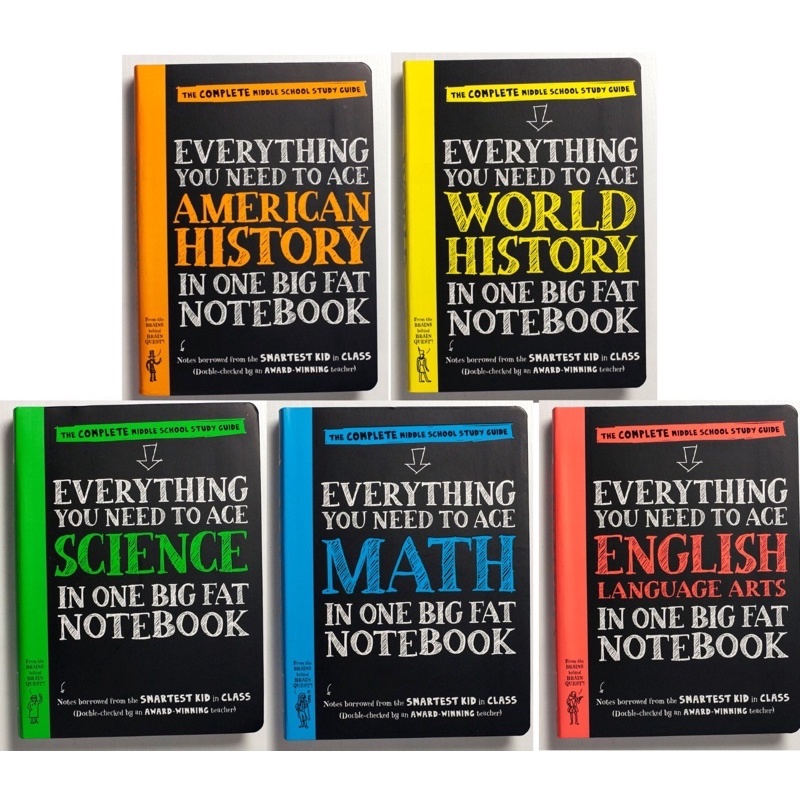 Full Colour Everything You Need to Ace Math, Science etc. History.in One Big Fat Notebook 5Books/Set