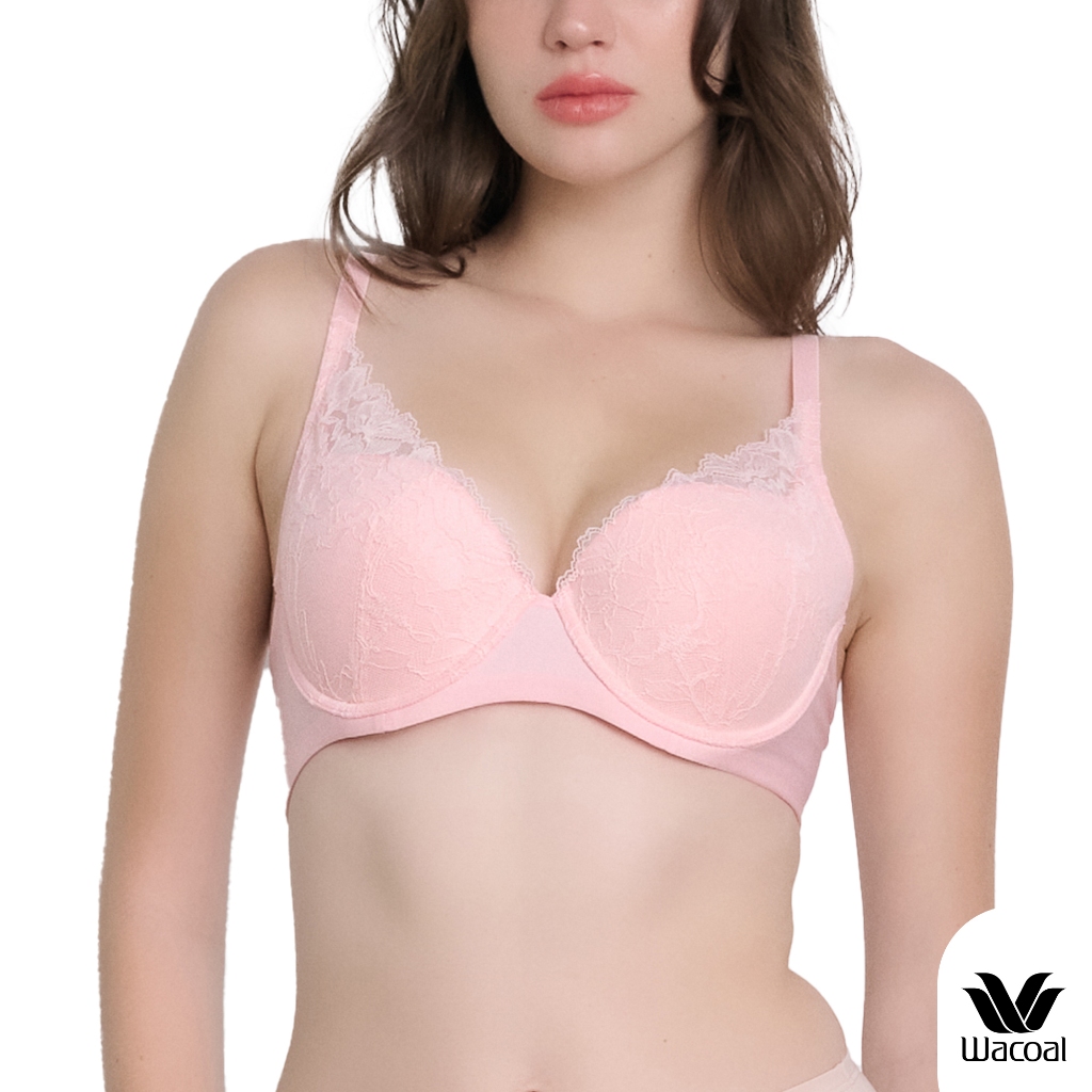 Wacoal บรามีโครง เสริมฟองน้ำบาง 8 มิล รุ่น WB5P59 สีชมพูอ่อนอมส้ม (SG)