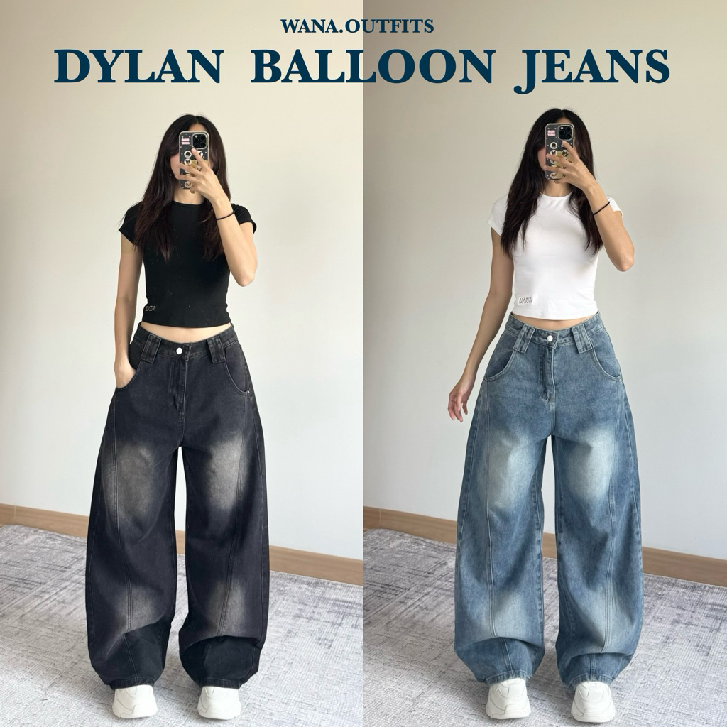 Wana.Outfits - Dylan Balloon Jeans กางเกงยีนส์ขากระบอกใหญ่ ทรงบอลลูน