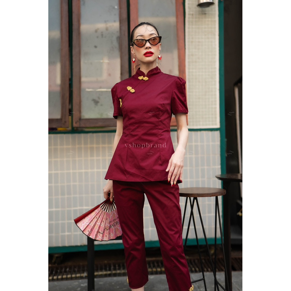 📌ทักก่อนสั่ง 📌 4234 ชุดเซท2ชิ้น เสื้อกี่เพ้า+ กางเกง8ส่วน VSHOP - รูปที่ 4