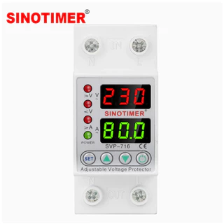 SINOTIMER ป้องกันไฟตก ซิโนไทเมอร์ AC ไฟเกิน ไฟกระชาก กันไฟตก ปรับตั้งค่าแรงดัน Over Voltage and Under 40A 63A SVP716