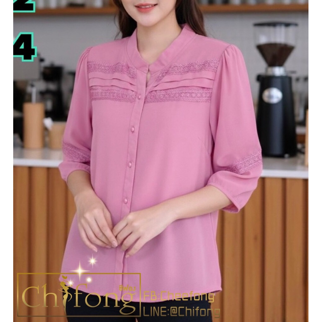 เสื้อชีฟอง เสื้อผ้าผู้ใหญ่ ดีไซน์สวย แต่งลูกไม้
