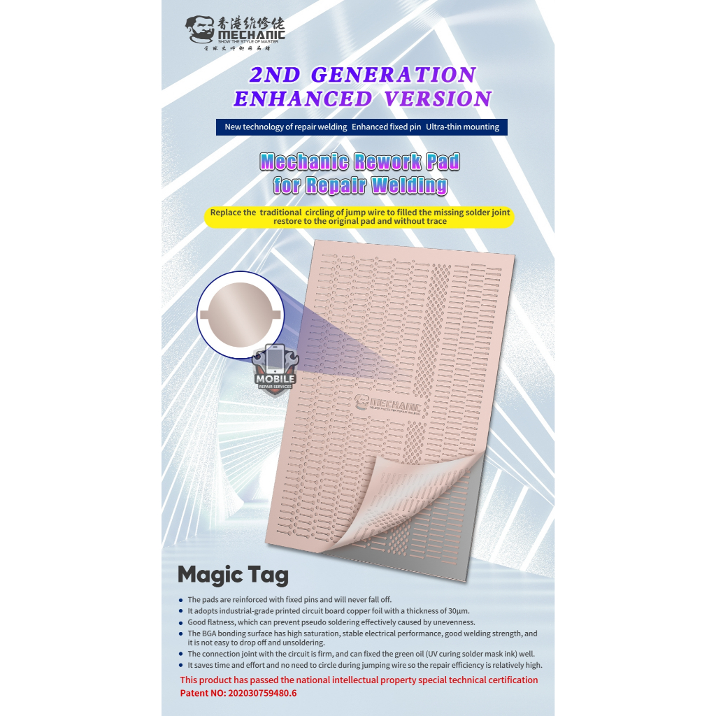 Mechanic Magic Tag Dot ซ่อมจุดเชื่อมสําหรับโทรศัพท์เมนบอร์ด Ultra-thin Solder Piece ซ่อมเชื่อม Point Pad