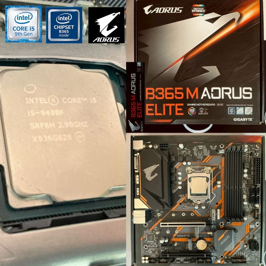 Mainboard & CPU : I5 9400f +  B365M Aorus Elite เมนบอร์ด gen 9 ยกเซ็ท มือ2 มีกล่อง📦 สภาพดี
