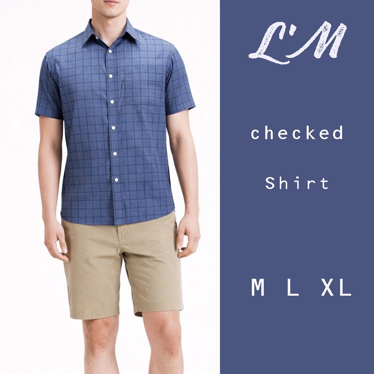 [โค้ดส่วนลด LMOF380 ลด15%] L'M Men's style เสื้อเชิ้ตลายสก้อต เสื้อเชิ้ตผู้ชาย