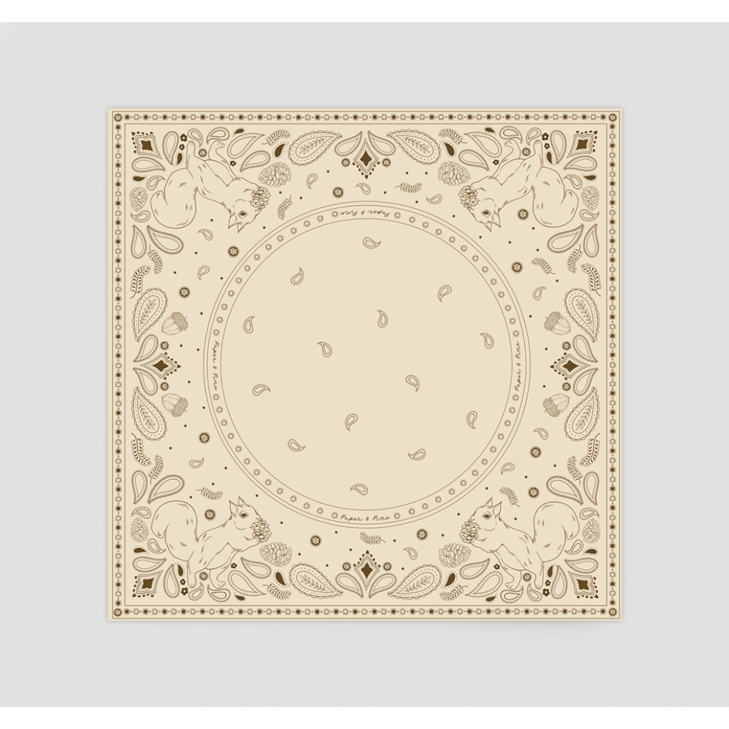 Paper&Pine Bangkok | ผ้าพันคอ ผ้าคลุมไหล่ Silk Satin ลาย Pine Tale