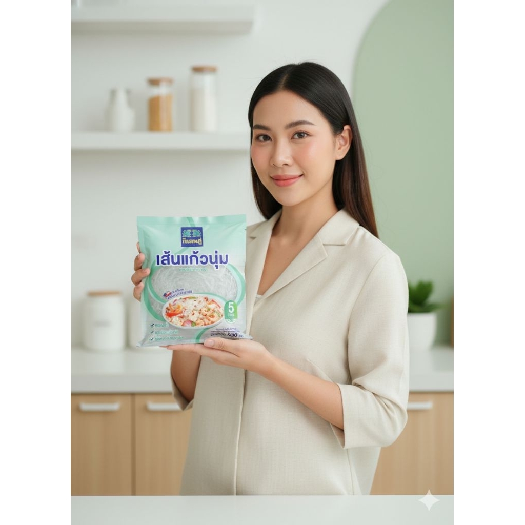 เส้นแก้วนุ่ม พร้อมใช้ไม่ต้องลวก กิเลนคู่ น้ำหนัก500กรัม