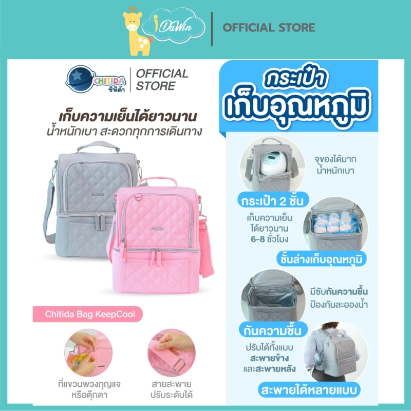 Chitida KeepCool กระเป๋าเก็บอุณหภูมิ ใส่เครื่องปั๊มนมเก็บได้ทั้งร้อน-เย็น ปรับสายสะพายข้างหรือหลัง – โปรปัง