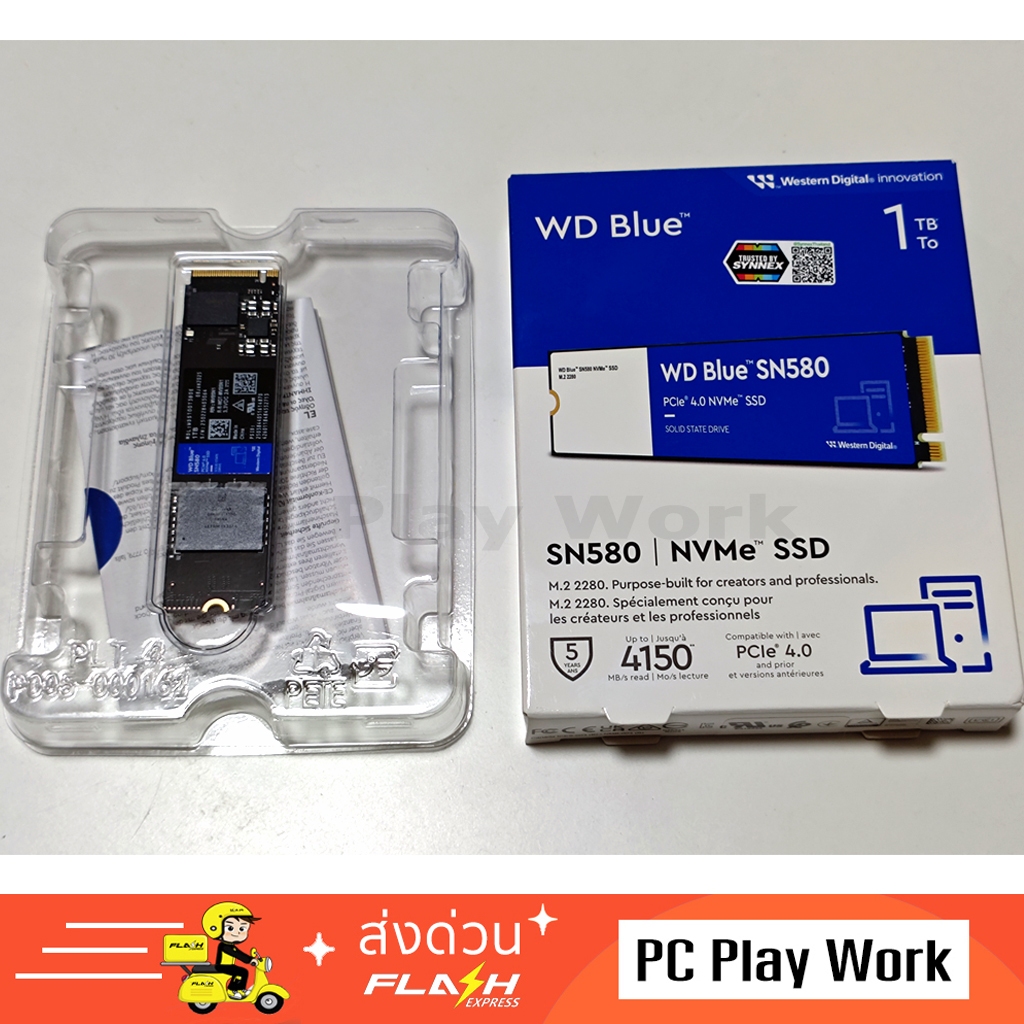 WD BLUE SN580 1 TB SSD (เอสเอสดี) PCIe 4x4/NVMe M.2 2280 (WDS100T3B0E)