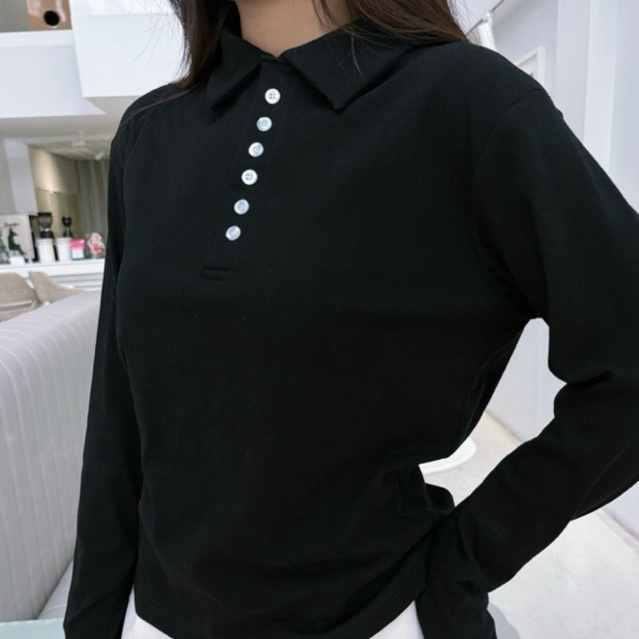 เสื้อโปโลแขนยาว คอปกกระดุม ผ้าคอตตอนยูนิ ผ้านุ่มใส่สบาย ไม่ร้อน (คอโปโลแขนยาว) ราคา ถูกที่สุด ดีลบีเคเค แกลเลอรีภาพที่ 6