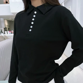 เสื้อโปโลแขนยาว คอปกกระดุม ผ้าคอตตอนยูนิ ผ้านุ่มใส่สบาย ไม่ร้อน (คอโปโลแขนยาว)