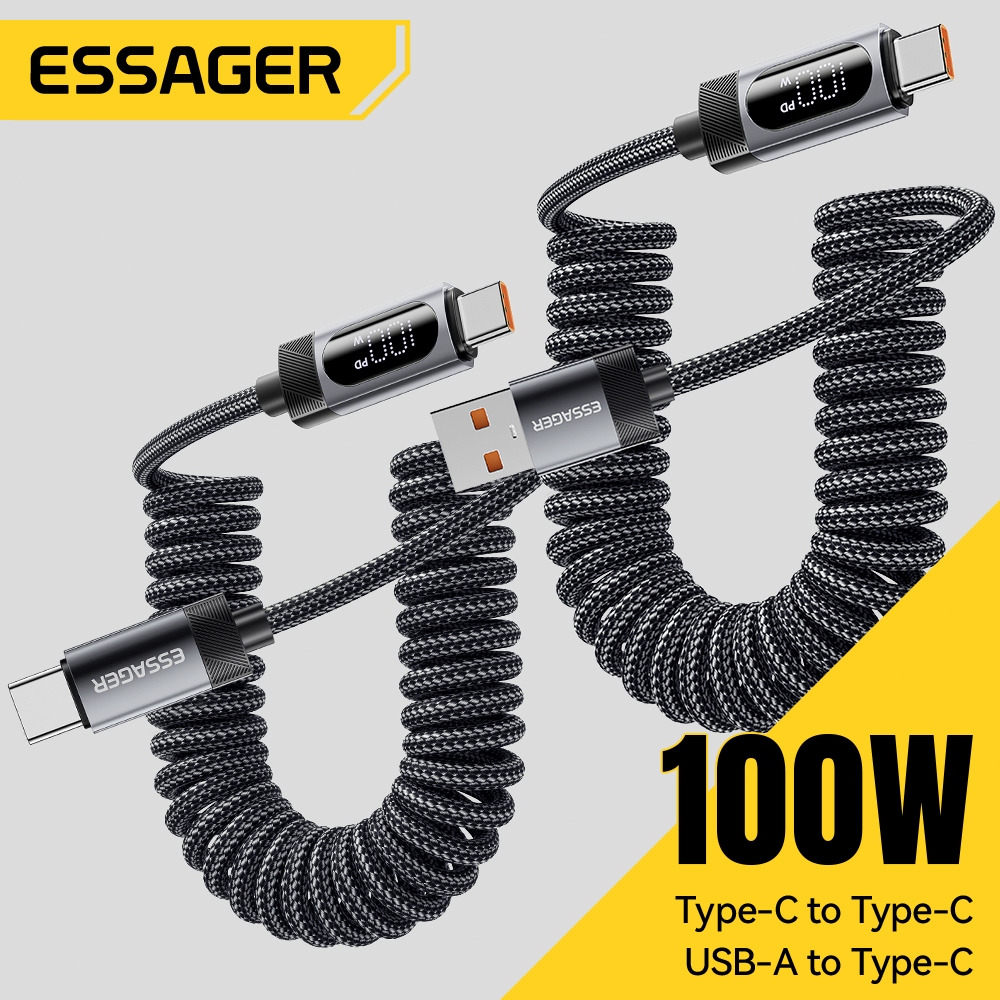 Essager 7A USB เพื่อพิมพ์สายเคเบิล C 100W สาย USB C ถึง USB C ชาร์จเร็ว 480Mbps