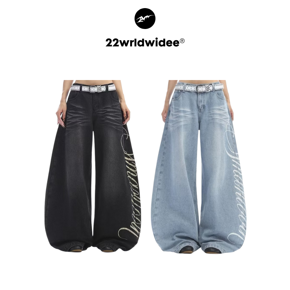(🔥จัดส่งด่วน 1 วัน!) 22wrldwidee Extreme Baggy Denim Jeans กางเกงยีนส์ทรงบอลลูนดีเทลเท่ห์ๆเก๋ๆ (KR1839)