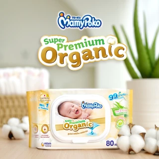 MamyPoko Wipes มามี่โพโค ไวพส์ ทิชชู่เปียก ซูปเปอร์ พรีเมี่ยม ออร์แกนิค 80 ชิ้น