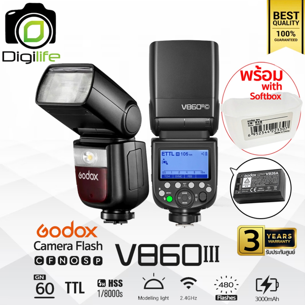 Godox Flash V860III - TTL, HSS, Lithium Battery ( VB30, X2T, SA-K6, SGGV ) / Digilife Thailand