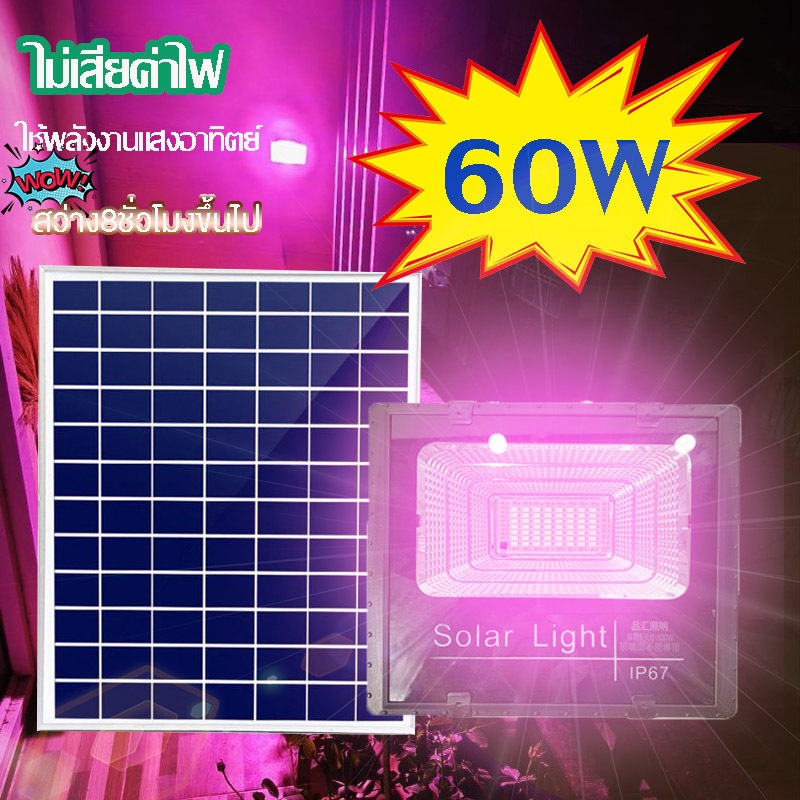 ไฟปลูกต้นไม้โซล่าเซลล์60W สว่างทั้งคืน ไม่เสียค่าไฟ เหมาะสำหรับต้นไม้ทุกชนิด เปิดปิดอัตโนมัติ