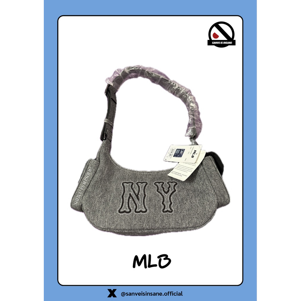 MLB กระเป๋าทรงโฮโบ ยูนิเซ็กส์ Denim Coopers Mega Logo รุ่น 3ABQM034N 50BKS สีดำ 🍎⭐️ (มือหนึ่งของแม่ค