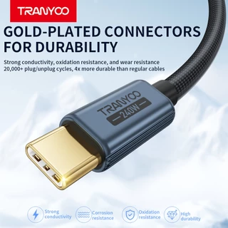 TRANYOO CC-7 สายชาร์จเร็ว Type-C กำลังไฟ 240W ความยาว 1.2 เมตร มาพร้อมชิป E-MARKER ในตัว รองรับการชาร์จเร็วสำหรับโทรศัพท