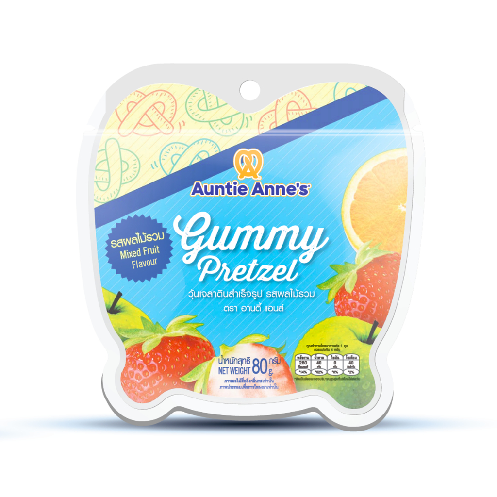 Auntie Anne's Gummy Pretzel -Mixed Fruit Flavor วุ้นเจลาตินสำเร็จรูป รสผลไม้รวม
