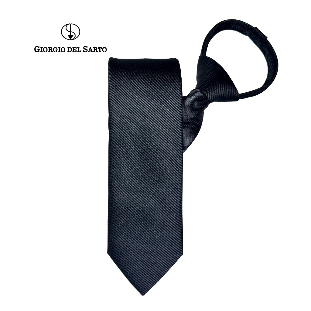 Giorgio Del Sarto Adults Zipper Tie 7.5 cm Black G ไทซิป เนคไทสำเร็จรูปสีดำ