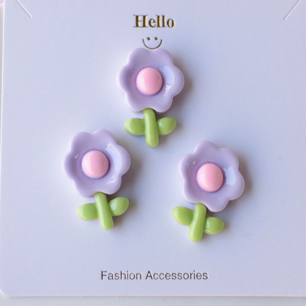 10 ชิ้น เรซิ่นดอกไม้สีม่วงพาสเทล Resin purple flowers รูปที่ 6