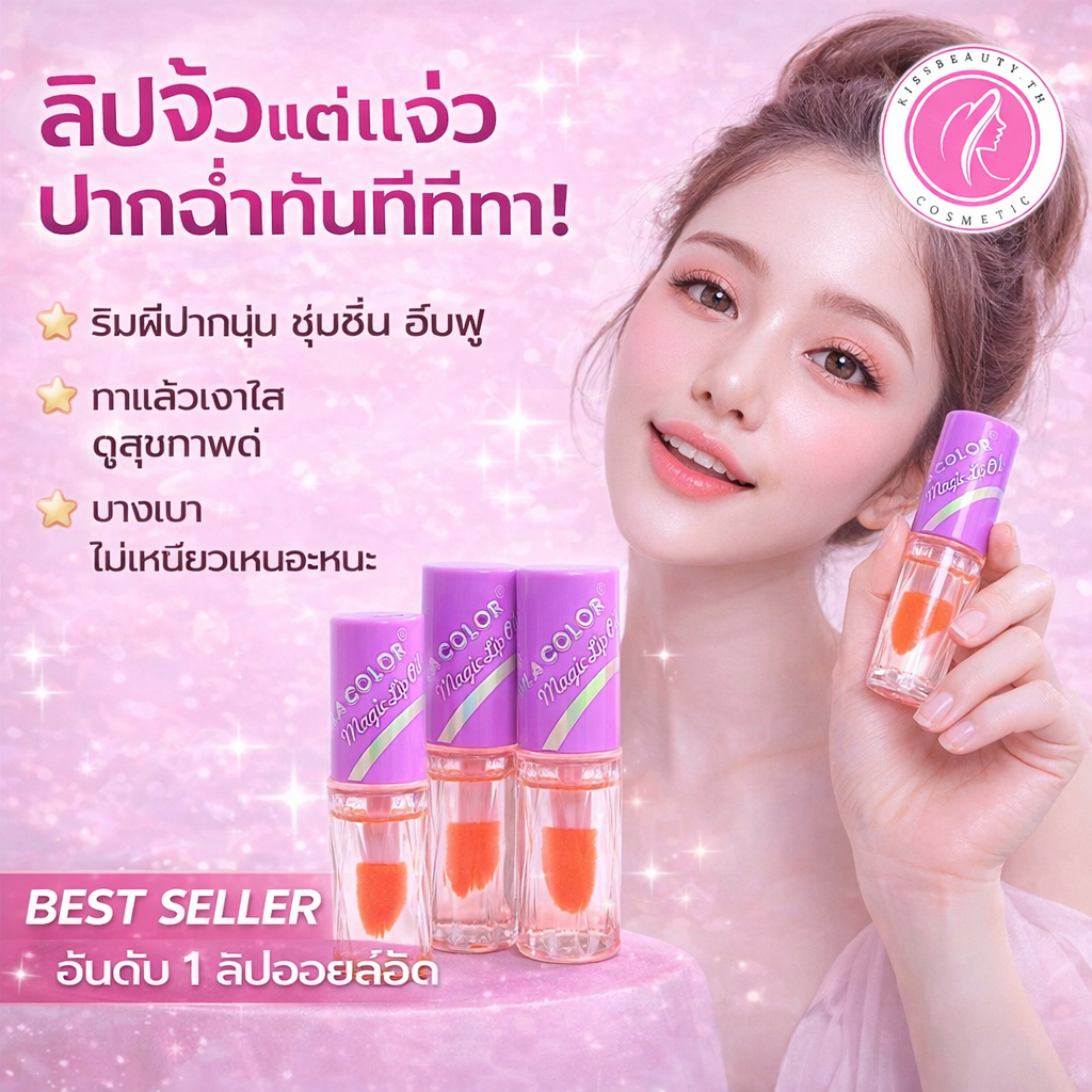 MILA COLOR ลิปออยล์ ลิปมัน ลิปบาล์ม บำรุงริมฝีปากให้นุ่ม ชุ่มชื้น ลิปจิ๋วแต่แจ๋ว ตัวฮิต