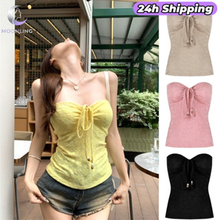 🌜Moonling🌛 พร้อมส่งจากไทย เสื้อเกาะอก ใส่ได้สองแบบ สีพื้น มี…