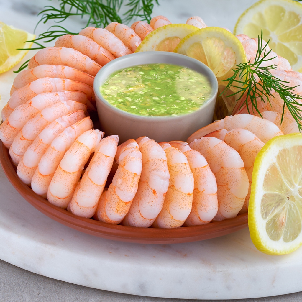 Qfresh กุ้งค็อกเทลพร้อมน้ำจิ้มซีฟู้ด 180 กรัม