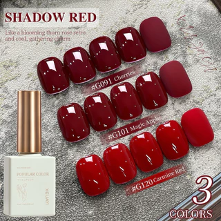 สีทาเล็บเจล โทนสีแดง มี3โทนสีให้เลือก ขนาด15ml สินค้าพร้อมส่งในไทย
