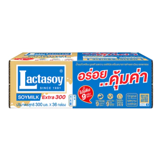 แลคตาซอย นมถั่วเหลือง ยูเอชที รสหวาน 300 มล. (ขายยก 3 ลัง x 36 กล่อง : รวม 108 กล่อง)