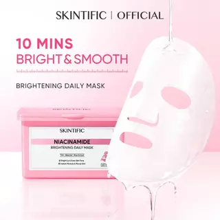 【NEW】SKINTIFIC มอยส์ หน้ากากบำรุงผิวขาวใส ด้วย Niacinamide สำหรับการใช้งานทุกวัน มาร์คไฮโดรเจล ชุ่มชื้น ขาวใส