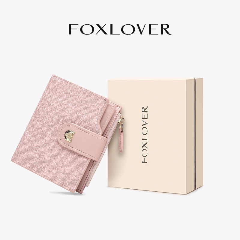 FOXLOVER กระเป๋าสตางค์ผู้หญิง ช่องใส่บัตร 10 ช่อง ระบบป้องกันการโจรกรรม RFID ดีไซน์ทันสมัย สีชมพู สีฟ้า สีขาว