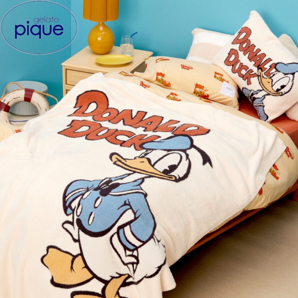 G097 ผ้าห่ม Gelato Pique ลาย Donald Duck ผ้าห่มถักจัคการ์ดผืนใหญ่ นุ่มฟูสไตล์ญี่ปุ่น จากญี่ปุ่น