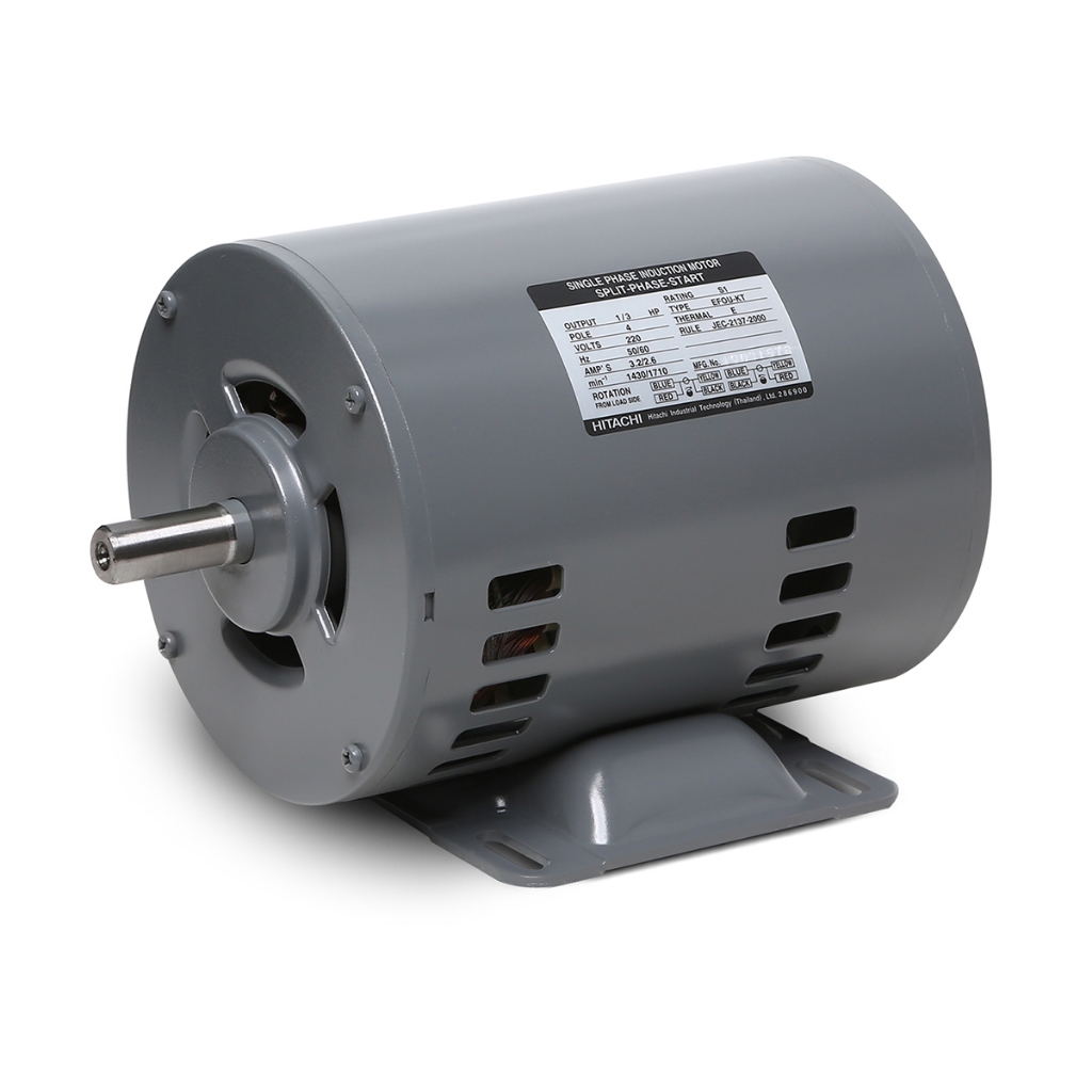 มอเตอร์ฮิตาชิ 1/3 แรง 2 สาย (220 V.)(HITACHI) ไม่มีคอนเด็นเซอร์ (ฉุดสายพานได้) EFOU-KT
