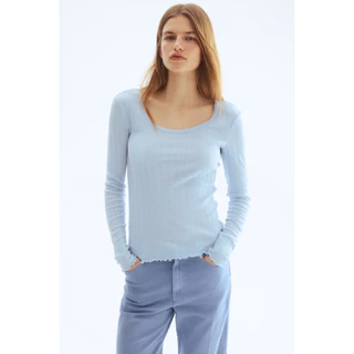H&M(เอชแอนด์เอ็ม) เสื้อท็อปผ้าจุดพอยท์เทลล์ Women Pointelle jersey top 1324031_1