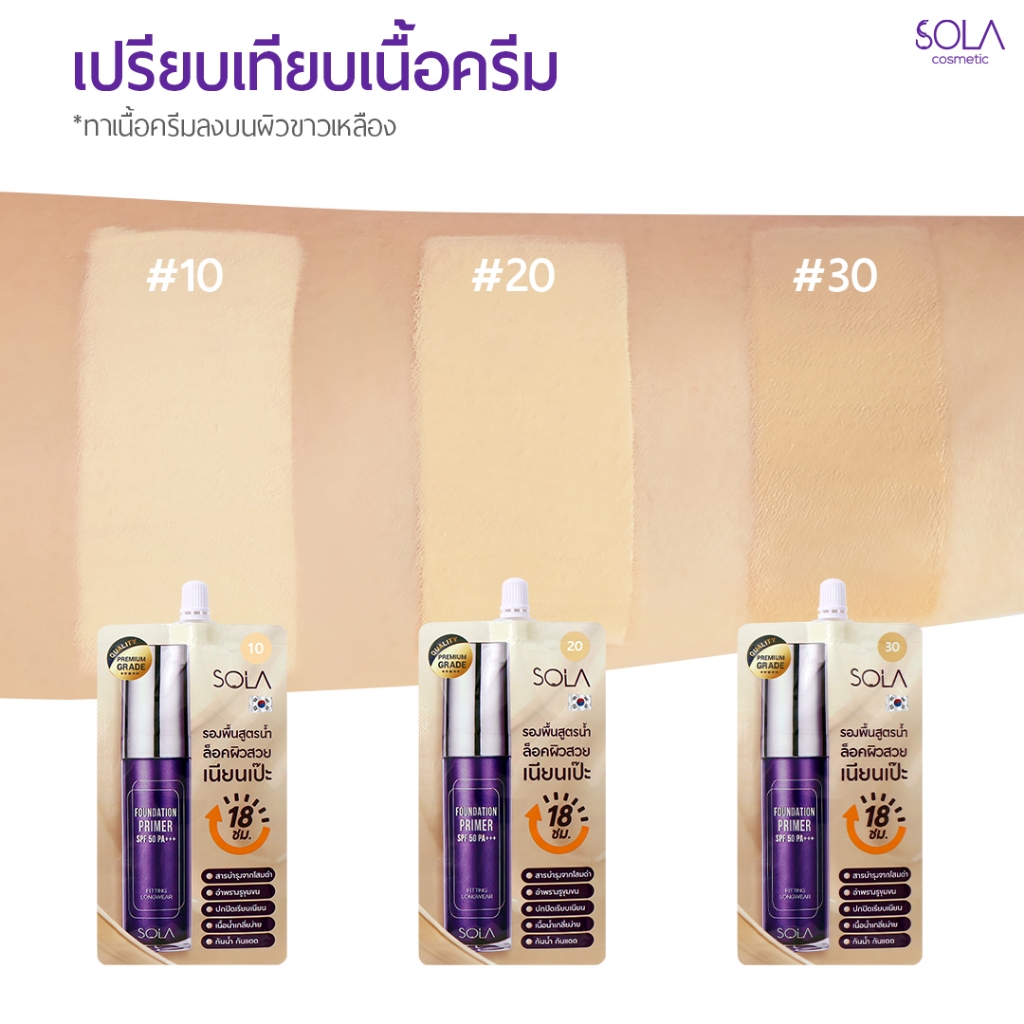 [3 ซอง] โซลา รองพื้นโสม [Sola Foundation Primer] แบบซอง 7 ml. #10 ผิวขาว - รูปที่ 5