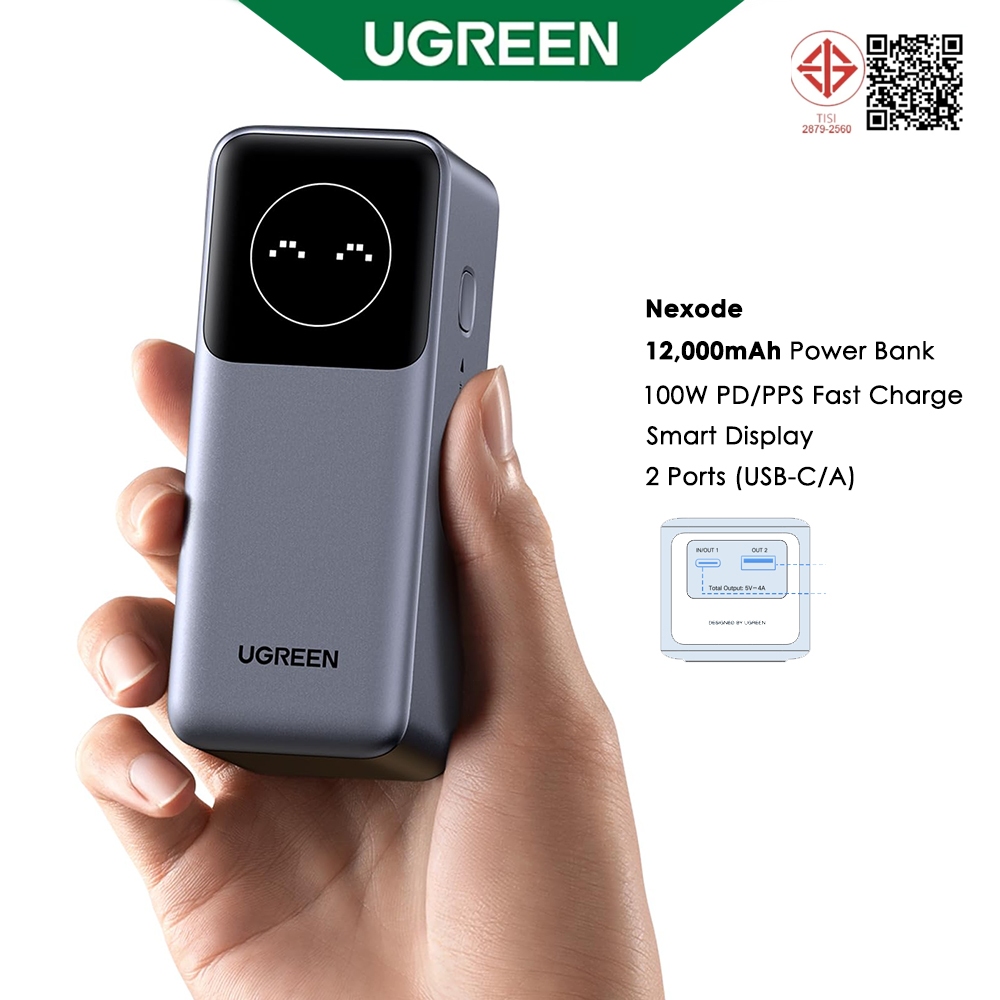 พาวเวอร์แบงค์ UGREEN Nexode 12000mAh 100W มีหน้าจอแสดงผล ชาร์จเร็วสำหรับโน้ตบุ๊ค