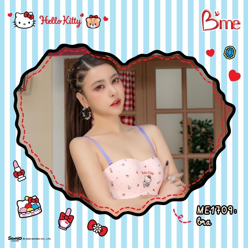 B'me เสื้อชั้นในมีโครงถอดสาย level 1 ฟองบาง รุ่น ME1709 (Hello Kitty) สีดำ ครีม ชมพูอ่อน (เข้าคู่รุ่นME6514, ME6710) M.1
