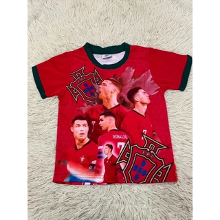 เสื้อบอลเด็กลายโปรตุเกสเบอร์7ชื่อโรนัลโด้ ใหม่ล่าสุด เสื้อพร้อมกางเกง ราคาถูก