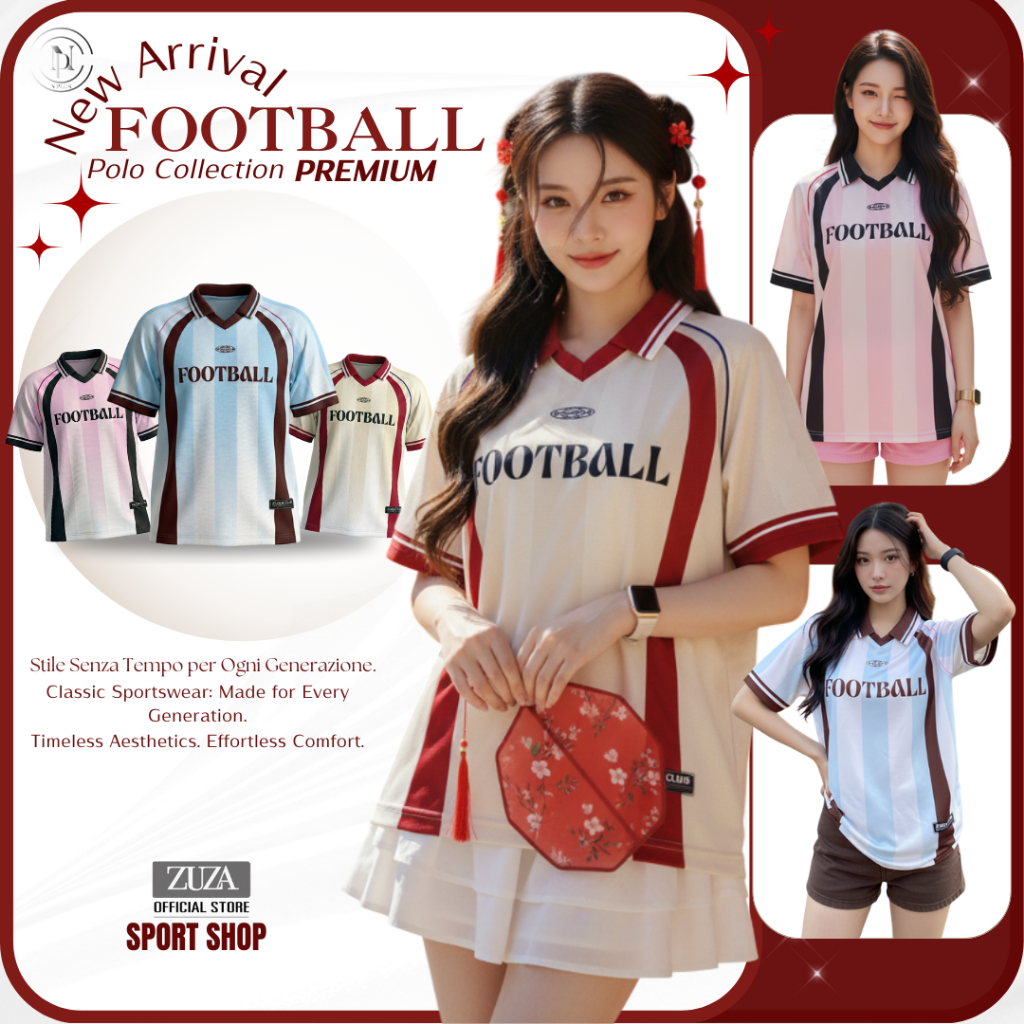 ZUZA - FOOTBALL Collection เสื้อโปโลคอปก แขนสั้น ดีเทลพิเศษแต่งขอบด้วยกุ๊นสี ลักษณะโดดเด่น พิมพ์ลายซับลิเมชั่น