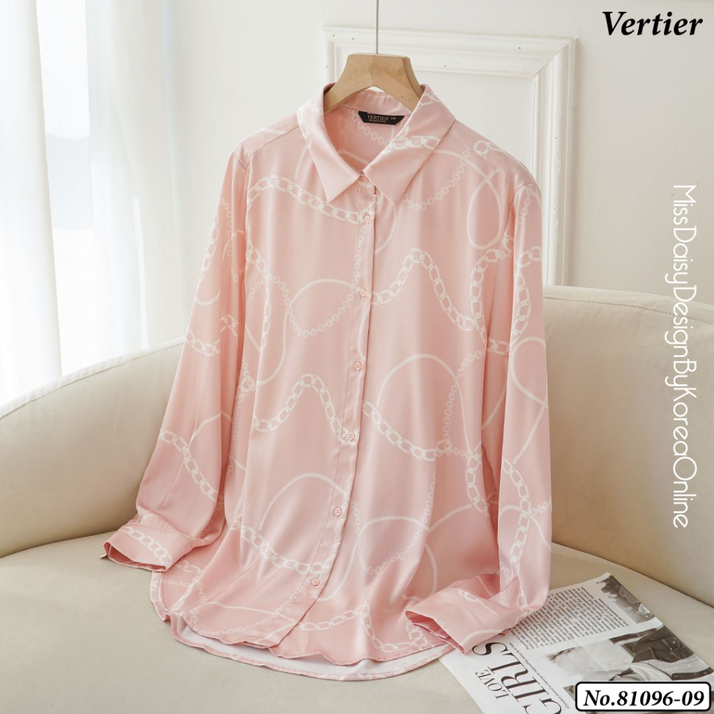 Vertier เสื้อแขนยาวผ้าพิมพ์ลาย No.81096 ผลิตจากผ้า Silk Satin พิมพ์ลายคุณภาพสูง
